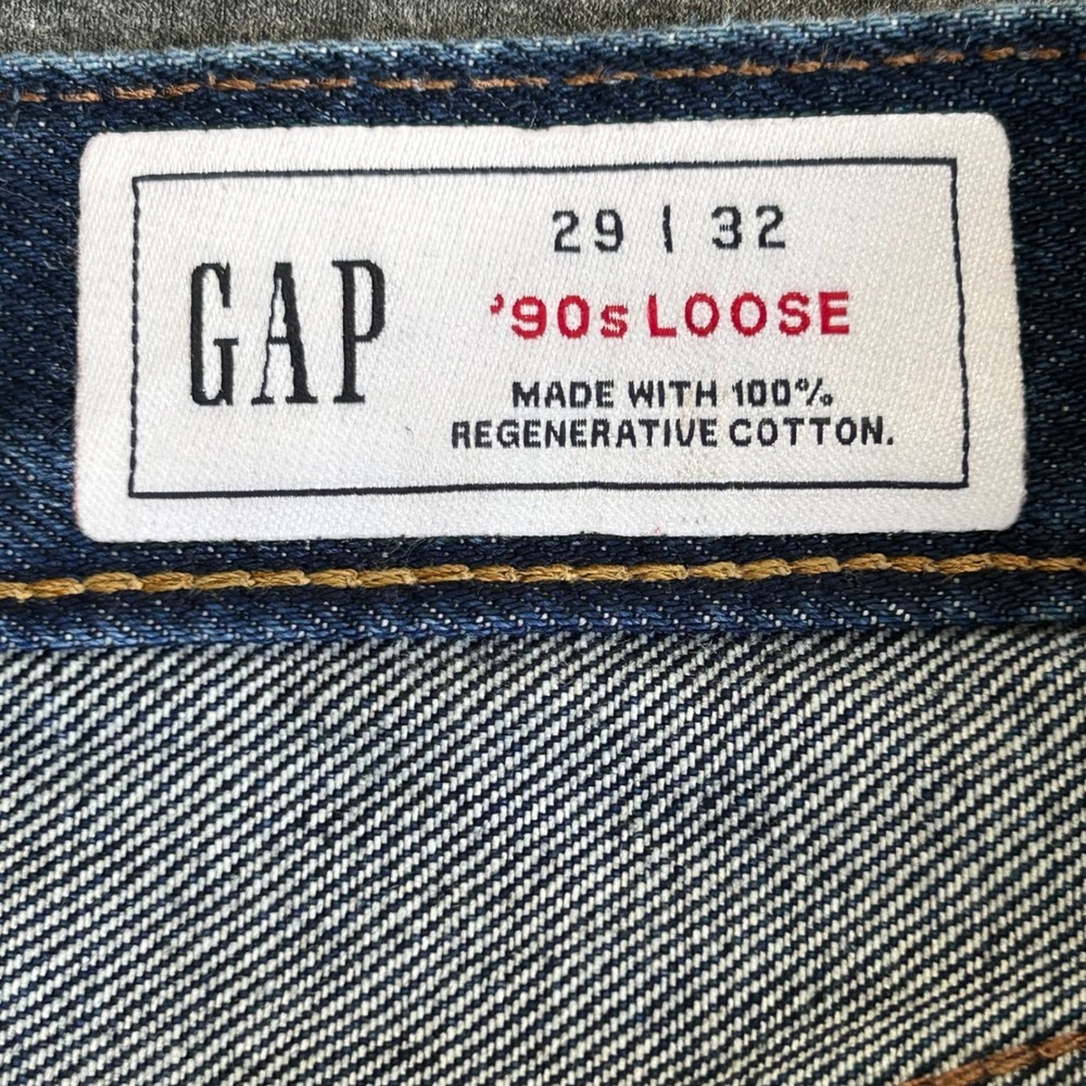 Gap 90s Loose Jeans Mens 29x32 Dark Wash Baggy Straight 5 Pocket NWT - Picture 4 of 14